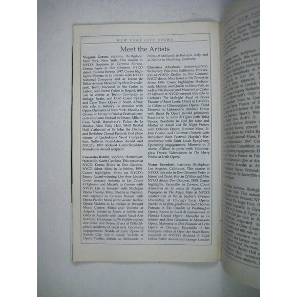 New York City Opera Stagebill April 1999 Don Giovanni Souvenir Program - Picture 6 of 8